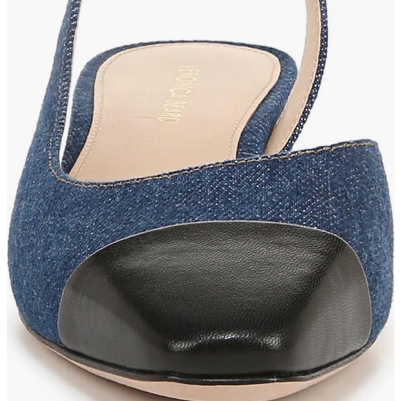 NEW VERONICA BEARD Cecile denim slingback pumps in Mountain Blue/ Black Size 8.5 - Picture 2 of 9